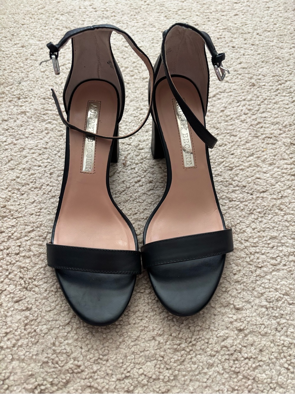 Audrey Brooke Women’s 3” Black Leather Block Heel